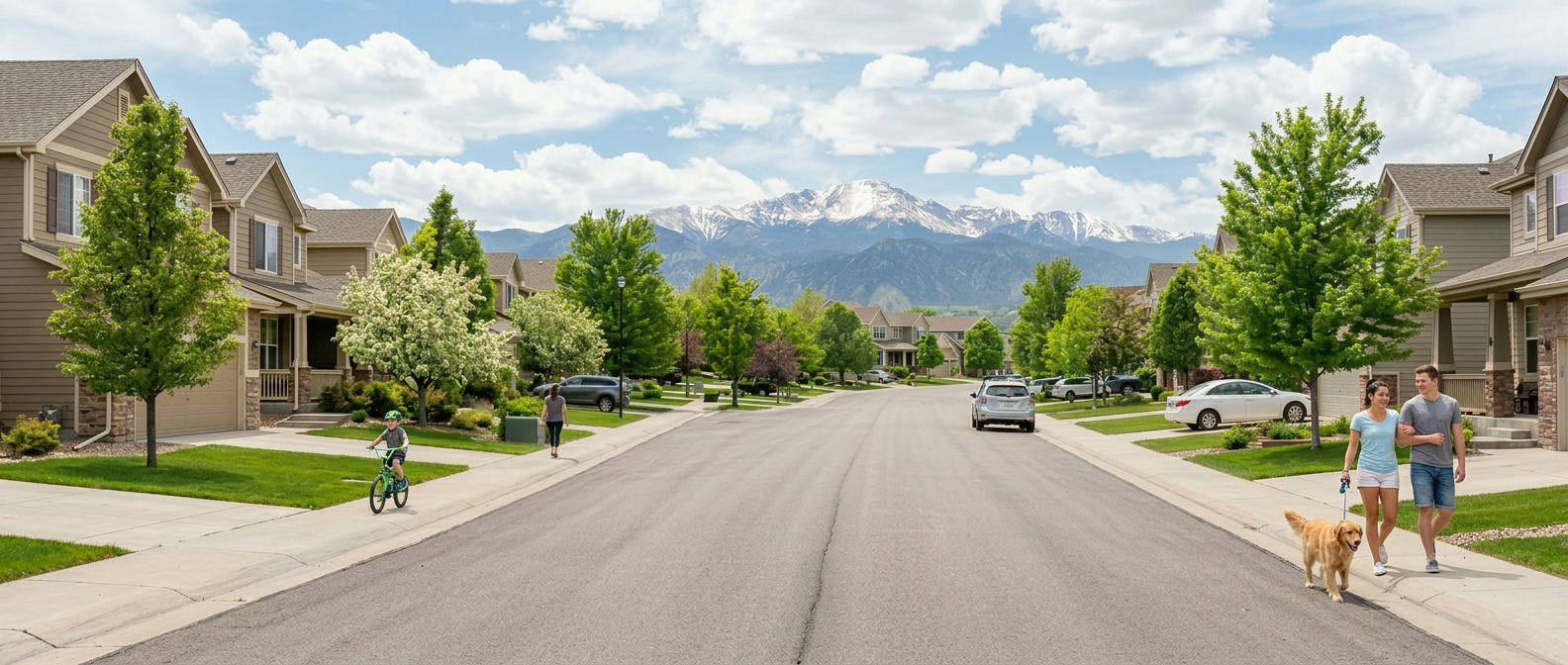 suburban street with homes in centennial, colorado.